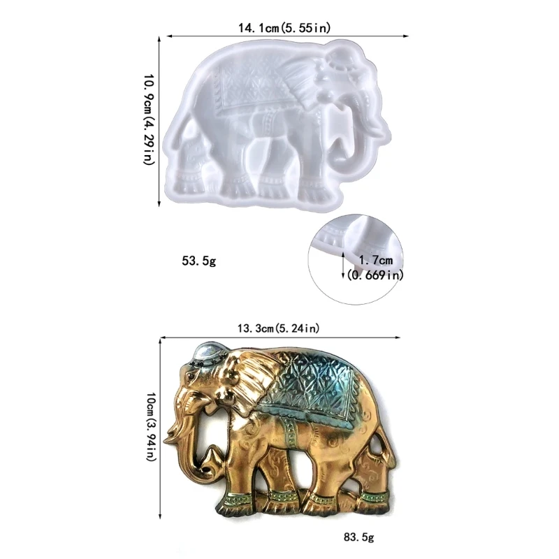 วาเลนไทน์ Semi-Stereoscopic ช้างเรซินแม่พิมพ์ซิลิโคนอีพ็อกซี่หล่อแม่พิมพ์สำหรับแขวนผนัง Mount Decor งานฝีมือ DIY