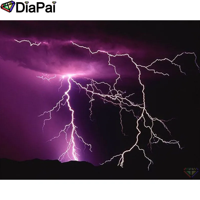 

DIAPAI 5D Diamond Painting Full Square/Round "Lightning landscape"Picture Of Rhinestone DIY Diamond Embroidery Home Decor A25582