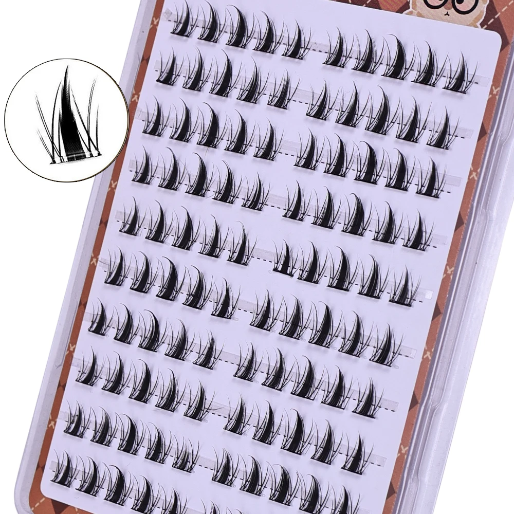 Natural 3D Manga Lashes Kit: 10 Rows Self-Adhesive Clusters, Sectioned Design Glue-Free