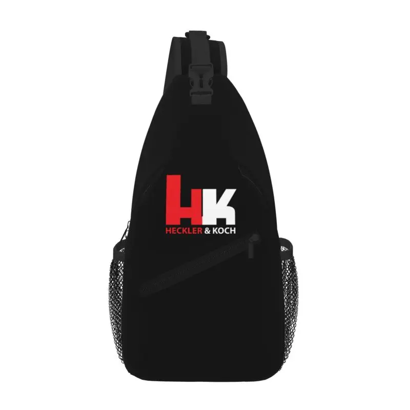 

Customized HK Heckler Firearms Koch Gun Sling Bags for Men Fashion Shoulder Crossbody Chest Backpack Travel Hiking Daypack