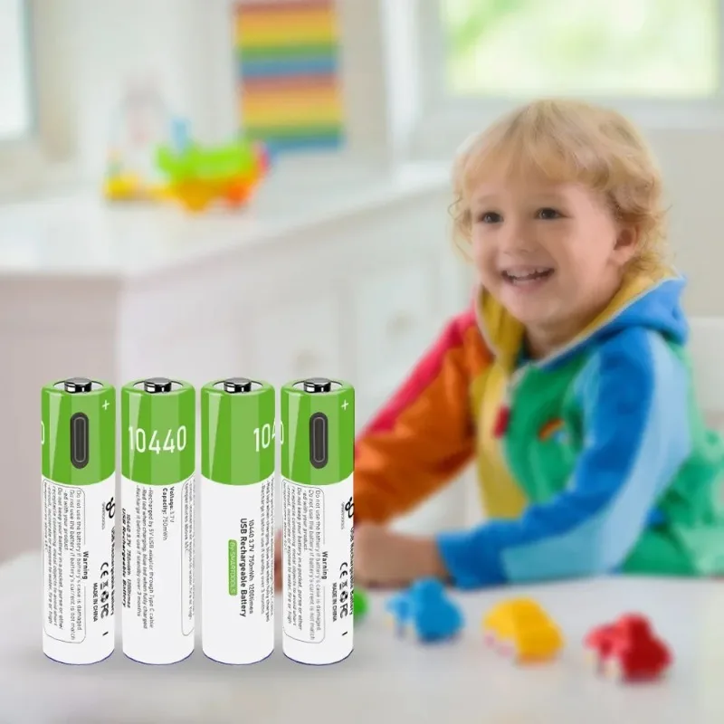 New 2PCS 3.7V 750mWh 10440 USB type-c Rechargeable Li-ion Battery AAA Button Top for Headlamp Mechanical Mod Torch Headlight Vap