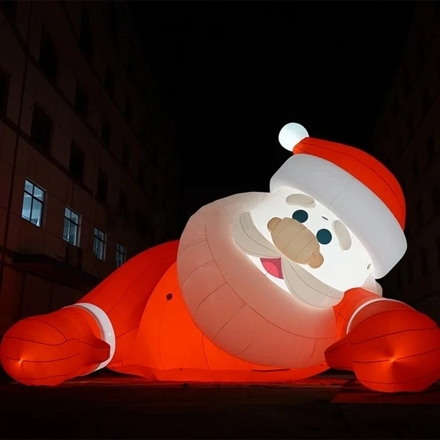 ขายส่งใหม่ 12ft ยักษ์โกหก Commercial Inflatable Santa Claus พร้อมไฟ LED น่ารักพ่อคริสต์มาสสําหรับกลางแจ้ง