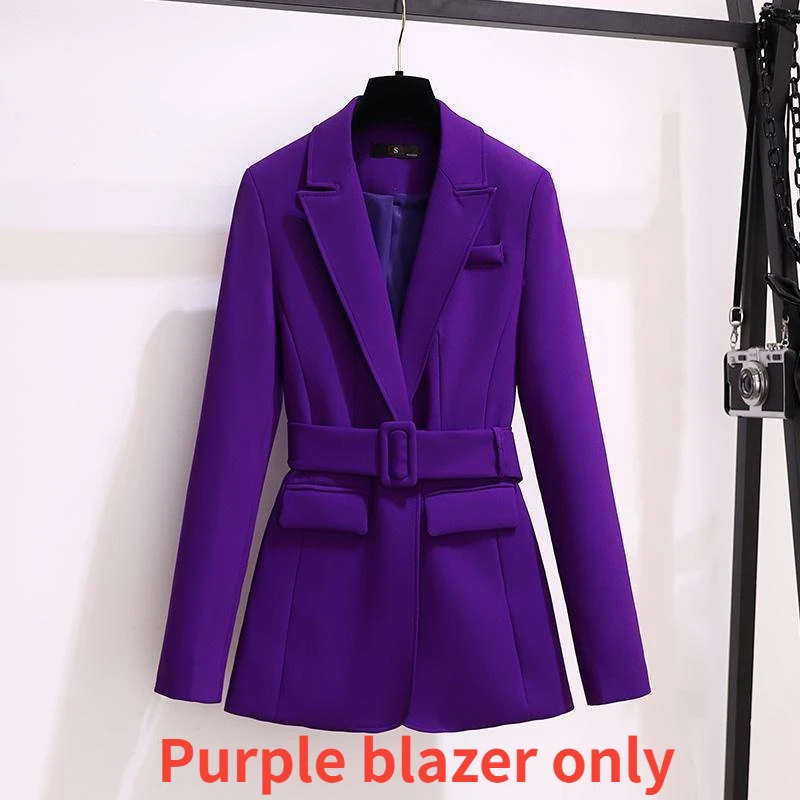 Blazer simple violet pour femmes, manteau de travail pour dames de bureau, à la mode, professionnel imbibé et simple, automne 2024