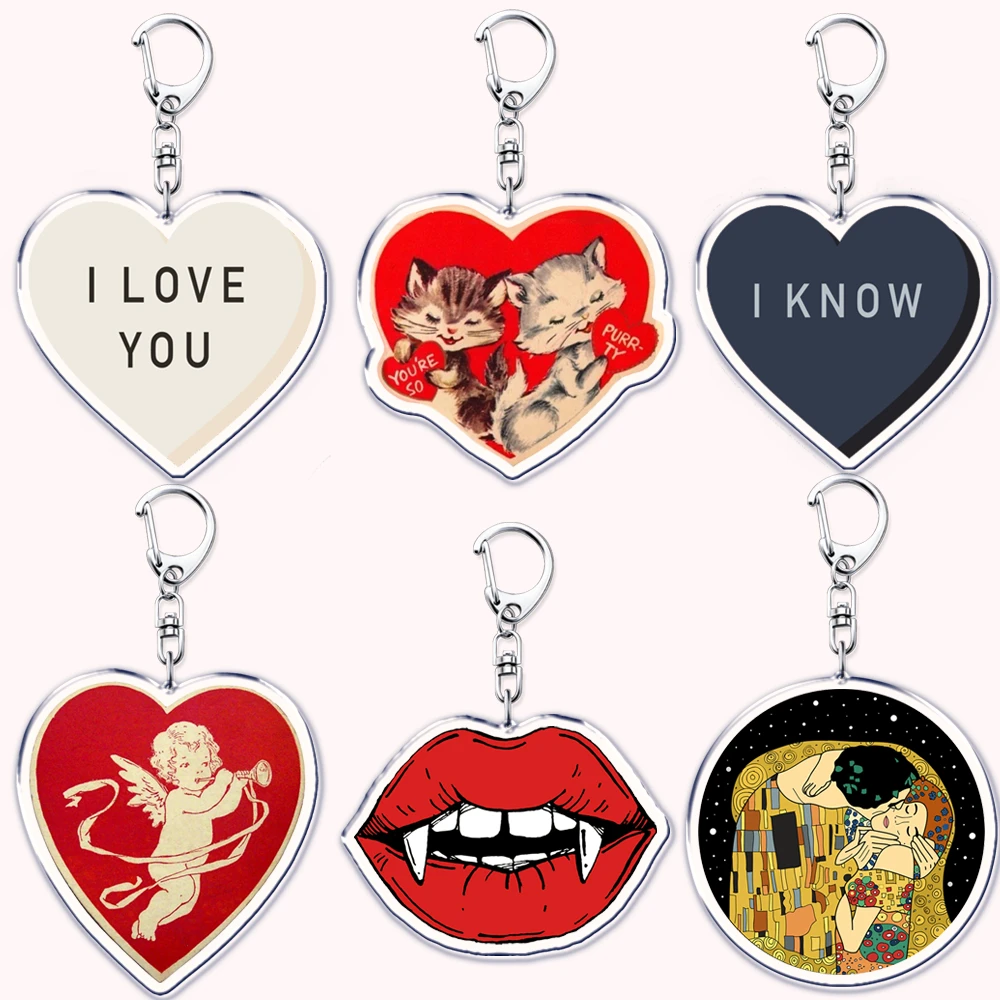 Valentines Day I Love My Girlfriend Boyfriend Keychains for Accessories Bag Heart Keyrings Jewelry Lover Couple Anniversary Gift