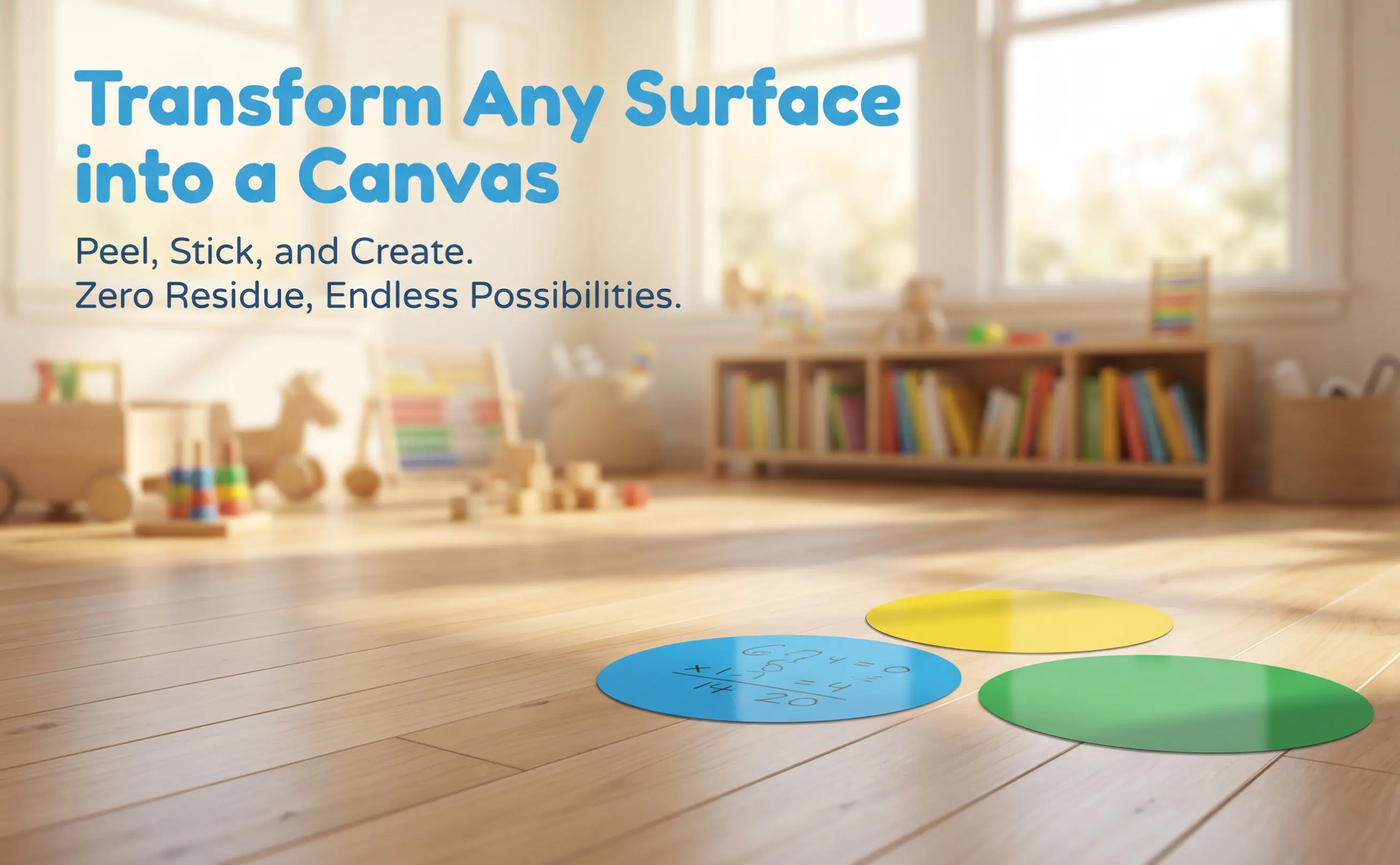 Dry Erase Circles Decals 10pcs Assorted Colors Rip-Resistant Reusable Vinyl Dot Stickers for School Office Home