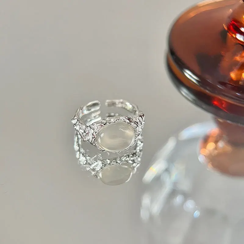 925 Sterling Silver Irregularity Zircon Open Rings For Women Fashion Prevent Allergy silver jewelry