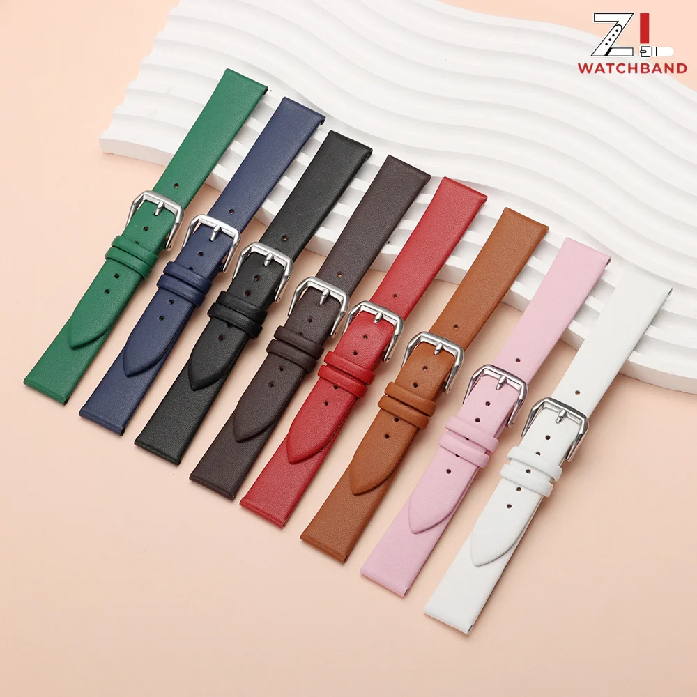 Ultra-thin Leather Watch Band 8/10/12/14/15/16/17/18/20/21/22mm Universal Bracelet for Men Women Replacement WatchBelt Accessory