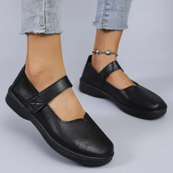 Spring and Autumn New Product Women's Black Simple Breathable Fashion Buckle Small Leather Shoes Flat Shoes