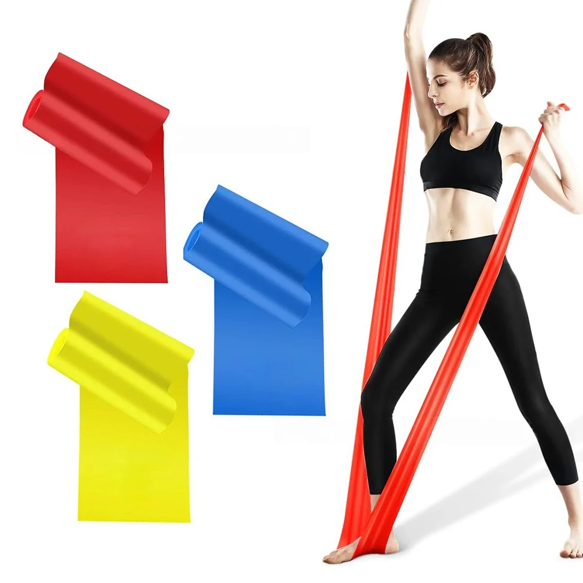 

3 pieces TPE Yoga Resistance Bands for Back Toning Stretching Strength Training Elastic Fitness Bands Durable Home Gym Equipment