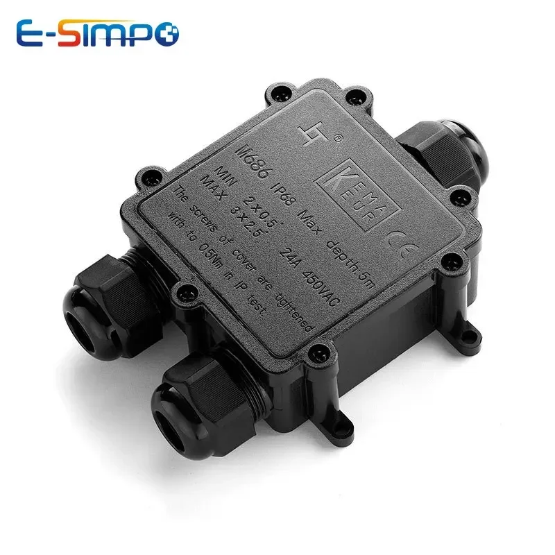 

Y Shape 3Way 1IN2Out IP68 Underwater Waterproof 4-14mm Power Cord External LED Outdoor Light Lamp Wire Junction Box Connector