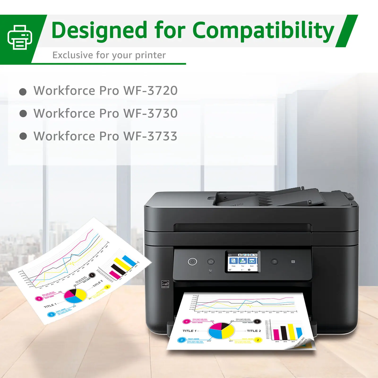 4Pack 702XL T702XL Ink Cartridges For Epson Workforce Pro WF3720 WF3733 WF3730