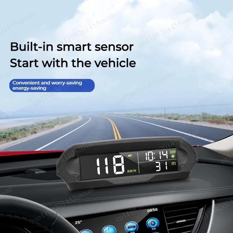 Car Smart GPS Speed Meter Solar Powered HUD Head-Up Display Digital Overspeed Alarm Reminder Auto Driving Electronic Parts