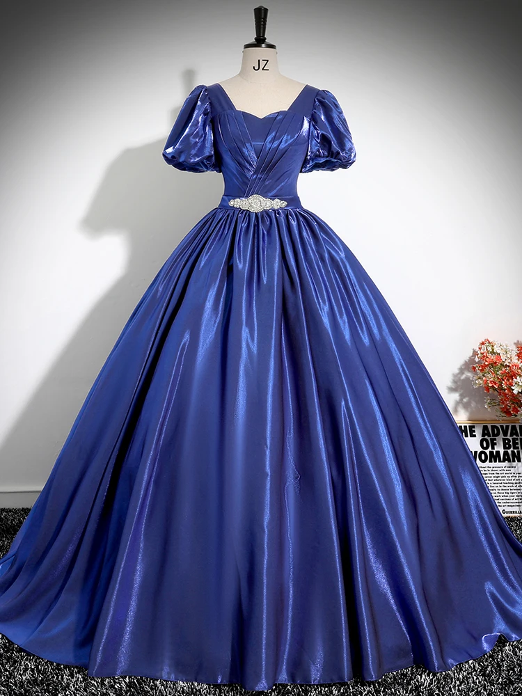 

Customized Shiny Ball Gown Evening Dresses Puff Sleeves Prom Birthday Party Gowns Formal robes de soirée