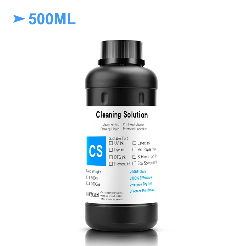 500ML UV Cleaning Liquid For Epson Roland Mimaki Ricoh Konica UV Modified Printer Cleaning Fluid UV Printhead Cleaning Solution