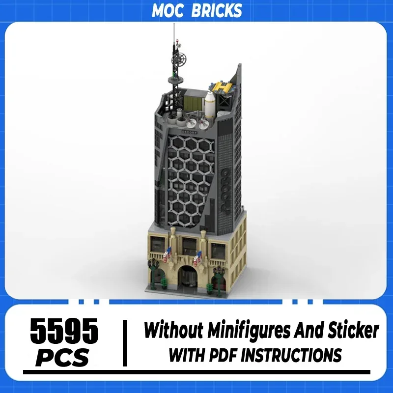 MOC Building Block Spider Movie Oscorp Tower Model Technical Bricks DIY Assembly Modular Architecture Street View Toy For Gift