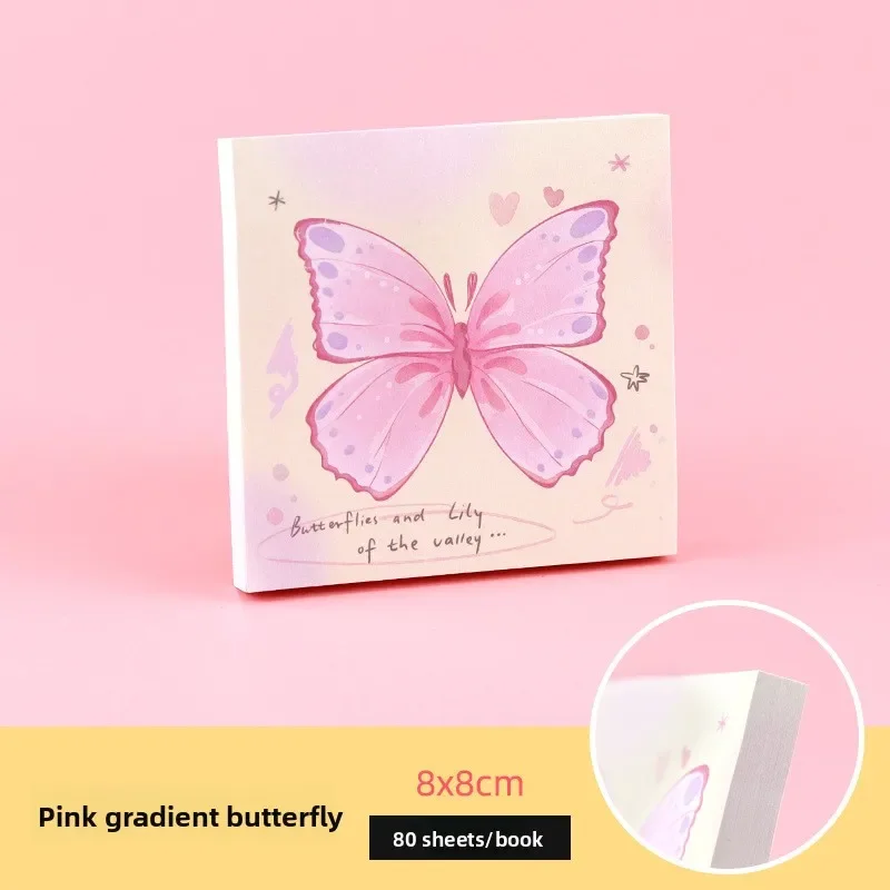1Pcs 80sheet/pack Gradual Change Butterfly Sticky Note Book Korean Simple Note Book Sticker Back-to-school Essentials Office