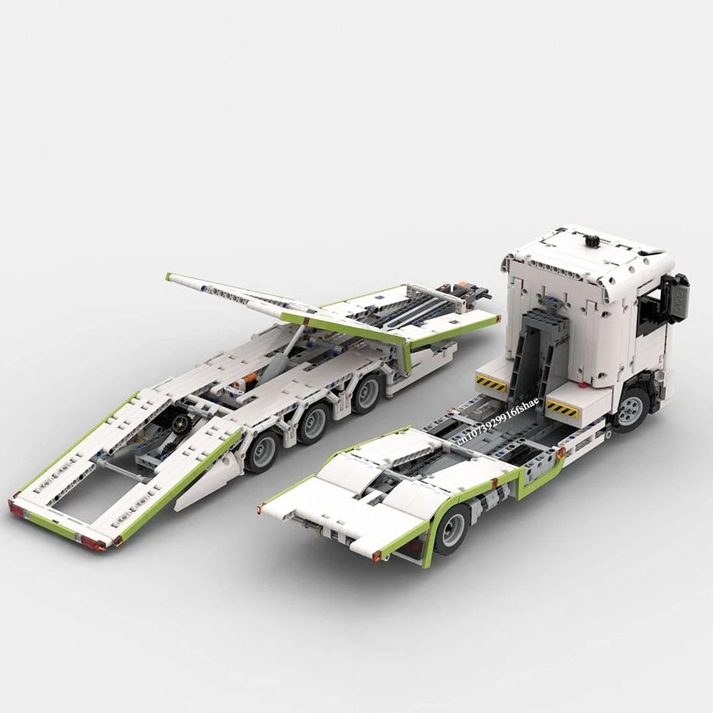 MOC Truck Transporter pour enfants, camion F-max, tête strictement et remorque 6tage, voitures technologiques, idées créatives de bricolage, blocs cadeaux jouets, 2012 pièces