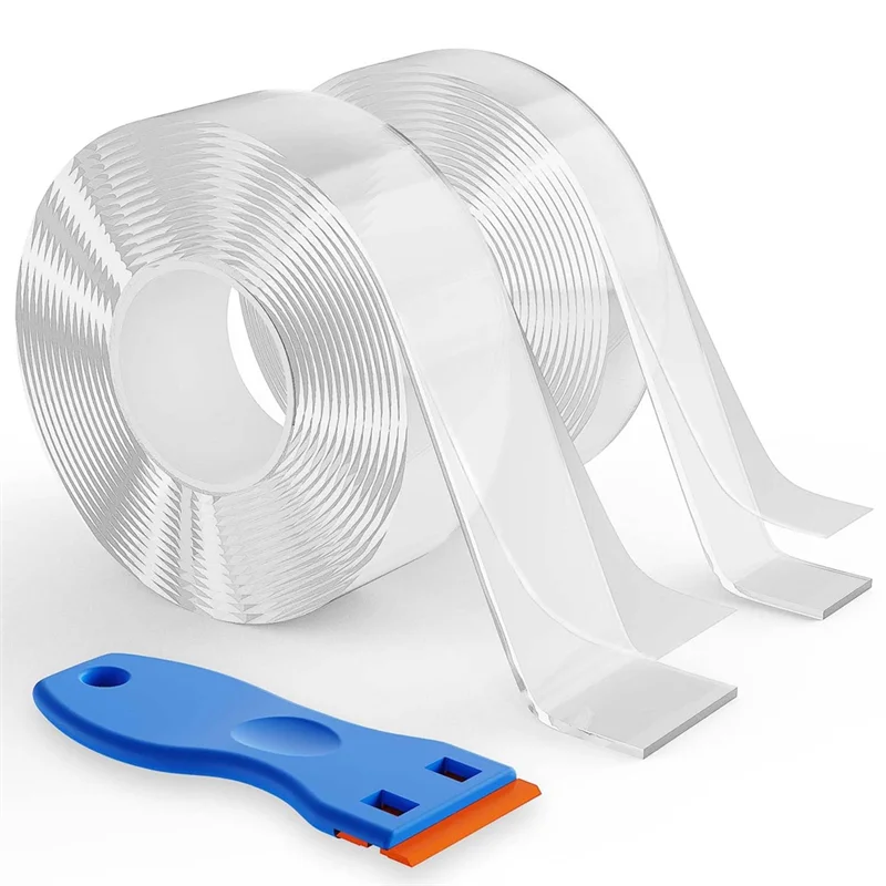 J1UL1N 2 Rolls Double Sided Tape Heavy Duty, Clear Removable Nano Tape For Poster Carpet Picture Hanging