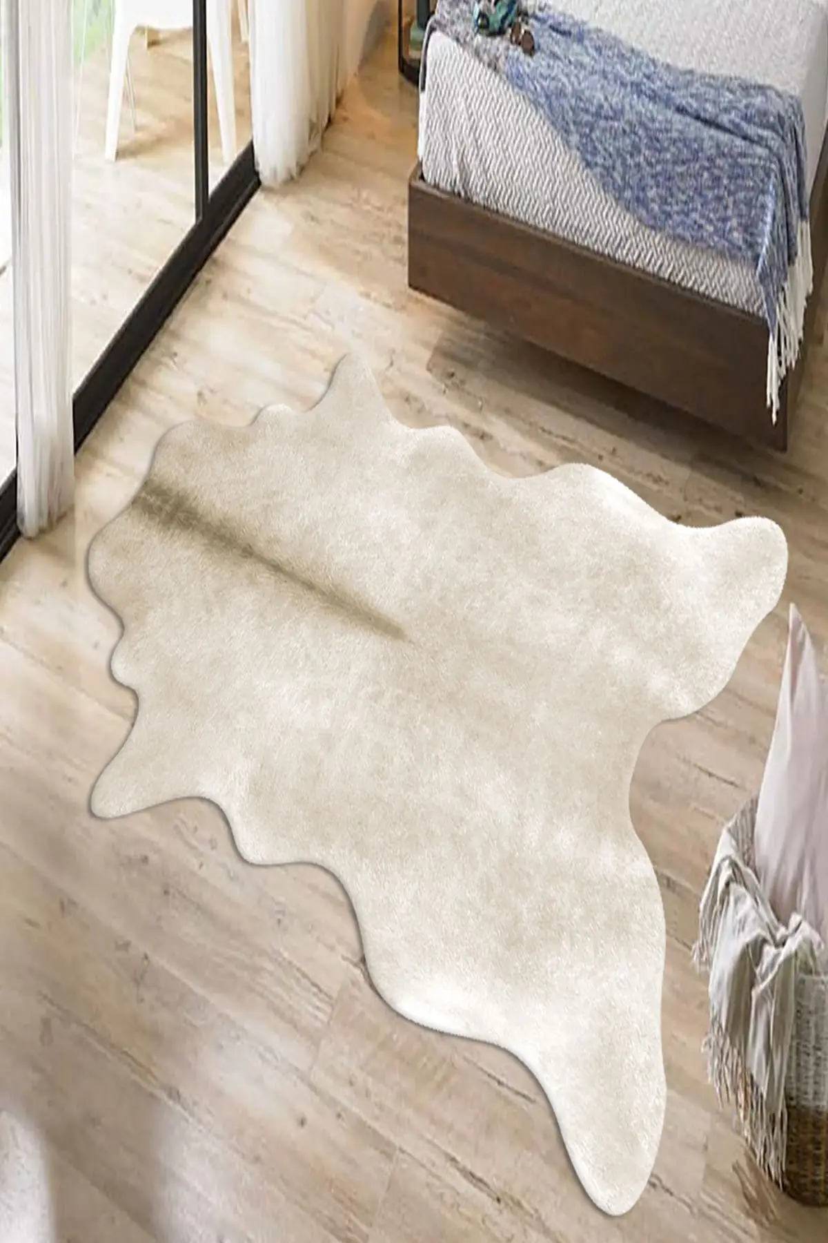 

DOLBOVI digital printed non-slip sole washable cream patterned bedroom carpet