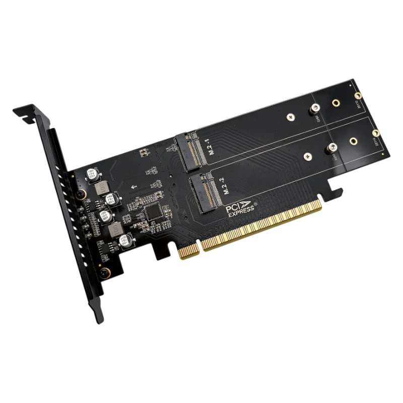 PCI Express X16 4Port M.2 NVMe M-Key SSD Splitter Adapter Bifurcation Card For 2U Server NAS Support PCIe4.0 2280-22110 NVME SSD