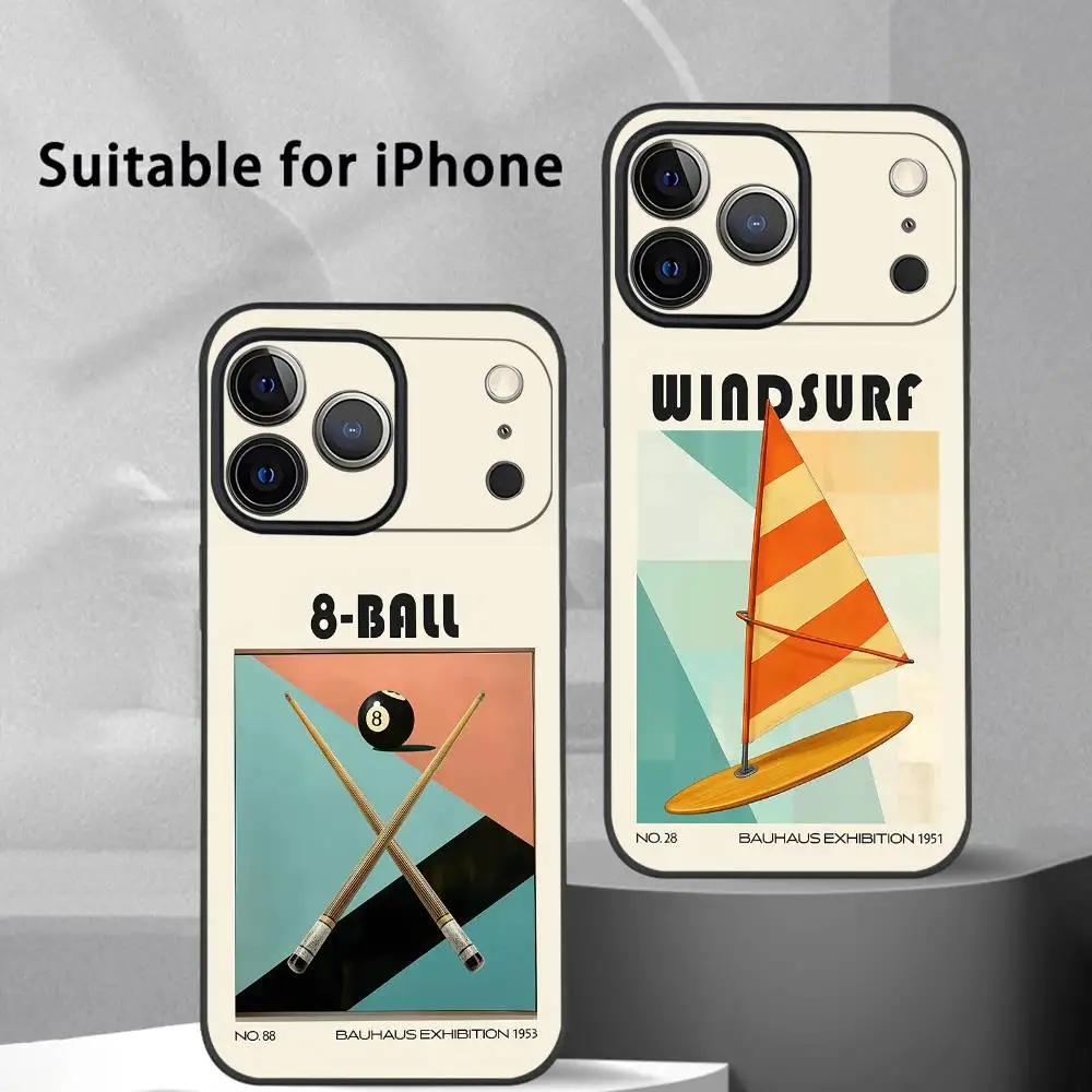 

Retro Bauhaus Sports Style phone case for iPhone 17 16 15 14 13 Pro Max Plus Mini Frosted Soft Case Funda Shockproof Cases