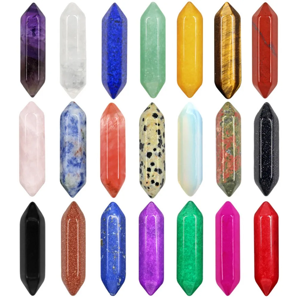 Hot 500pcs/lot Quartz Healing Crystals Wands Polished Tumbled Stones Bulk Natural Hexagonal Pointed Reiki Energy Balancing