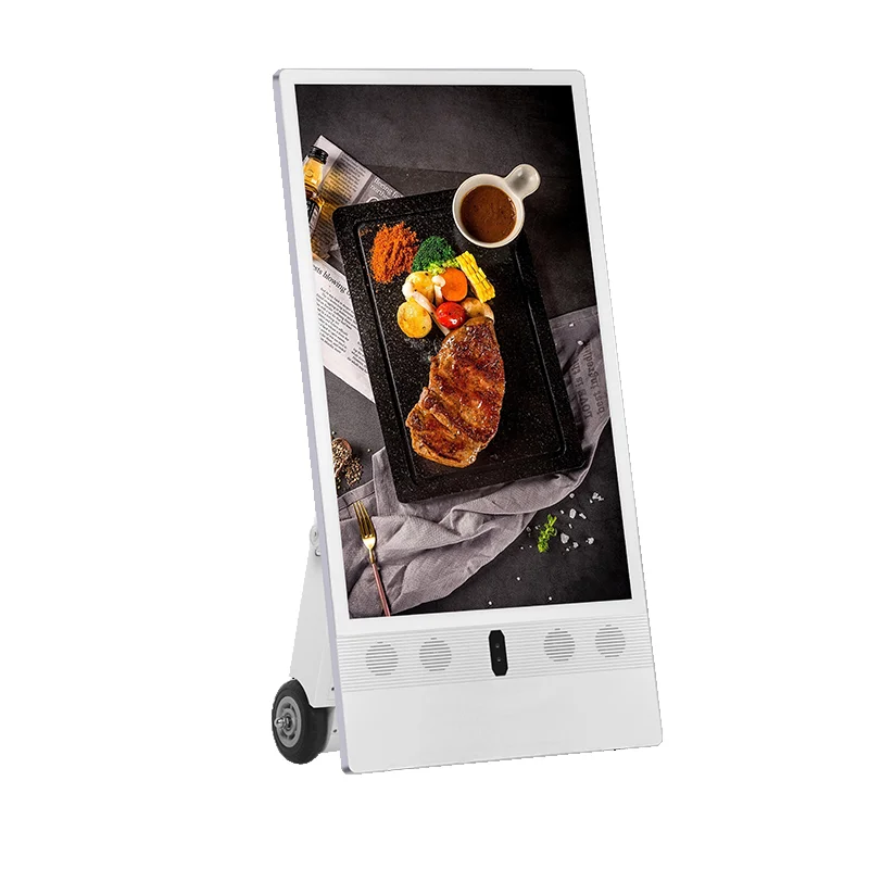 32-Inch Portable Movable Kiosk Outdoor Capacitive Portable Poster LCD Advertising Monitor for Retail Store Animation Display