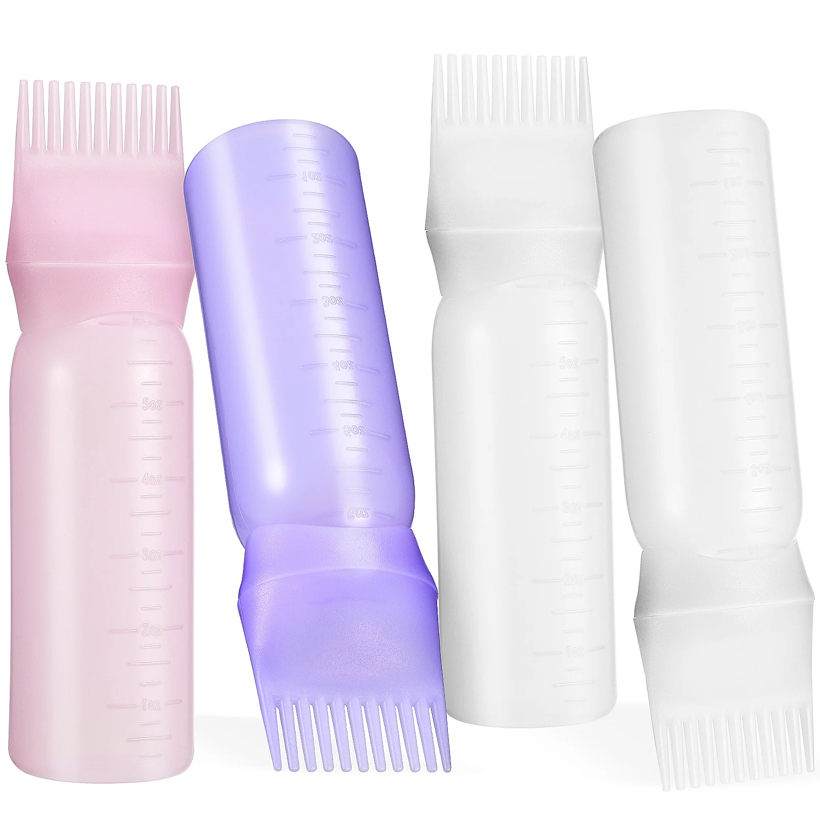 

Root Color Applicator Bottle 4 Pack Comb Nozzle for Hair Dyeing Bleach Shampoo Easy Application Home Salon Styling Essential