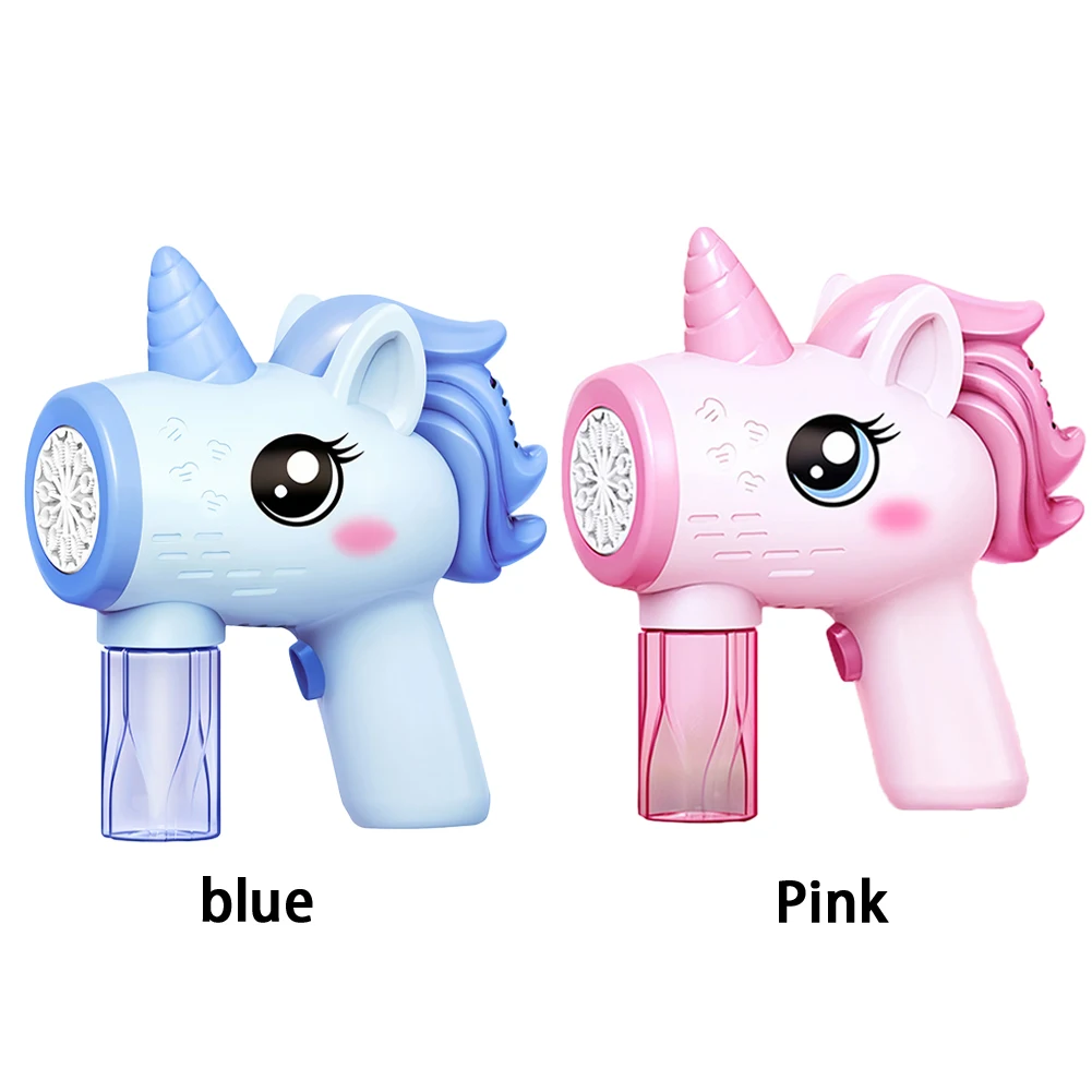 Elektrische Einhorn-Seifenblasenpistole, automatischer Seifenblasenmacher mit Licht, Seifenblasenblaster, Geburtstagsgeschenke für Jungen und Mädchen im Alter von 3, 4, 5, 6 Jahren