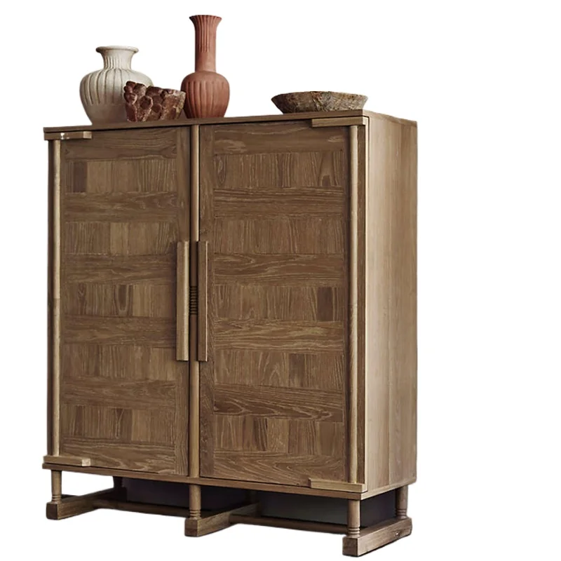 

Retro vertical high cabinet American country dining side wine cabinet storage