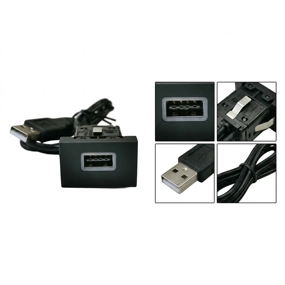Dual Charging Socket For Multivan For T6 Center Console For QC3.0 Fast Power Adapter Direct Replace Dashboard Interface Black
