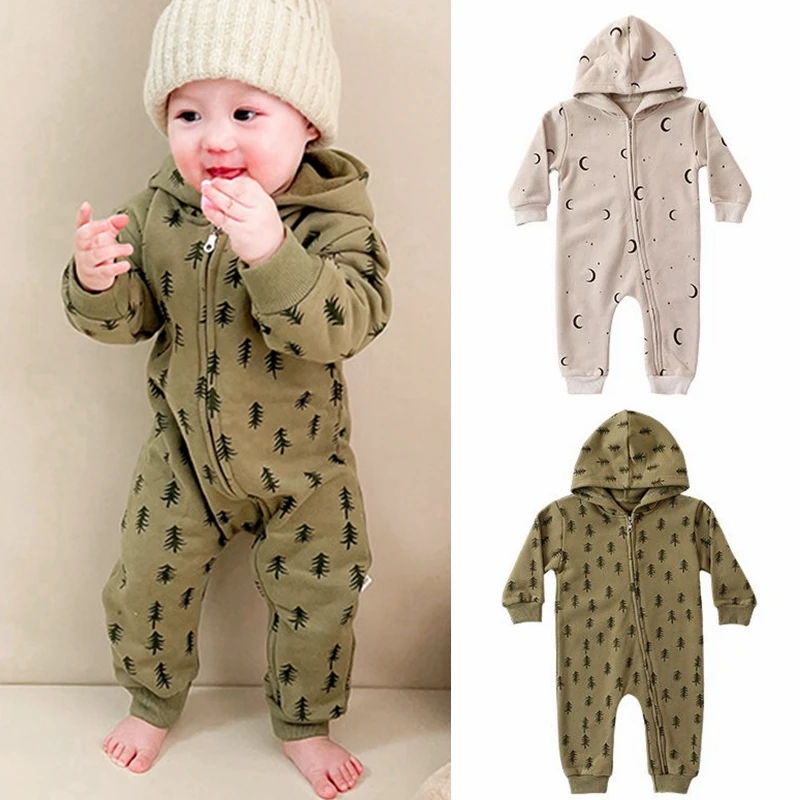 

Newborn Baby Clothes Toddler Jumpsuit Autumn Printed Onesies Fleece Baby Boy Girl Long Sleeve Infant Romper Fashion Overalls