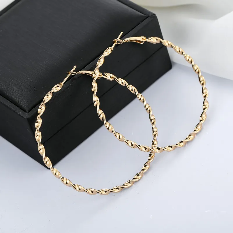 40mm 60mm 70mm 80mm Exaggerate Big Smooth Circle Hoop Earrings Brincos Simple Party Round Loop Earrings for Women Jewelry