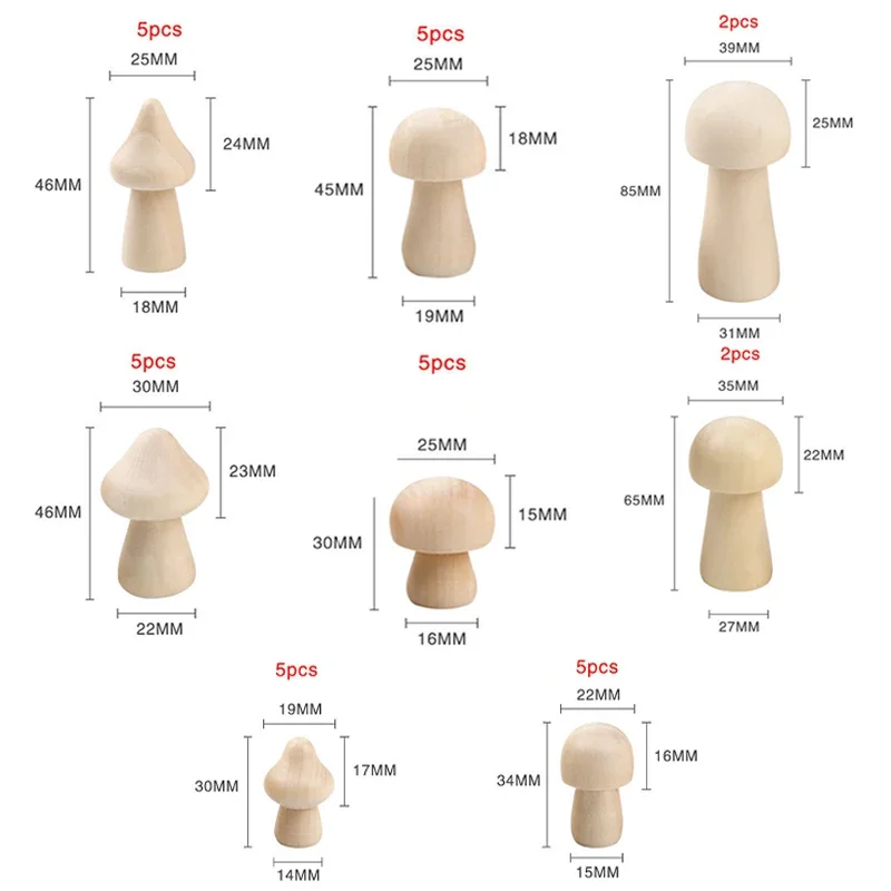34 sztuk miniaturowe drewniane rzemiosło grzyb skala Model ozdoby drewno DIY grzyby symulacyjne modele DIY dekoracje na biurko rzemiosło domowe