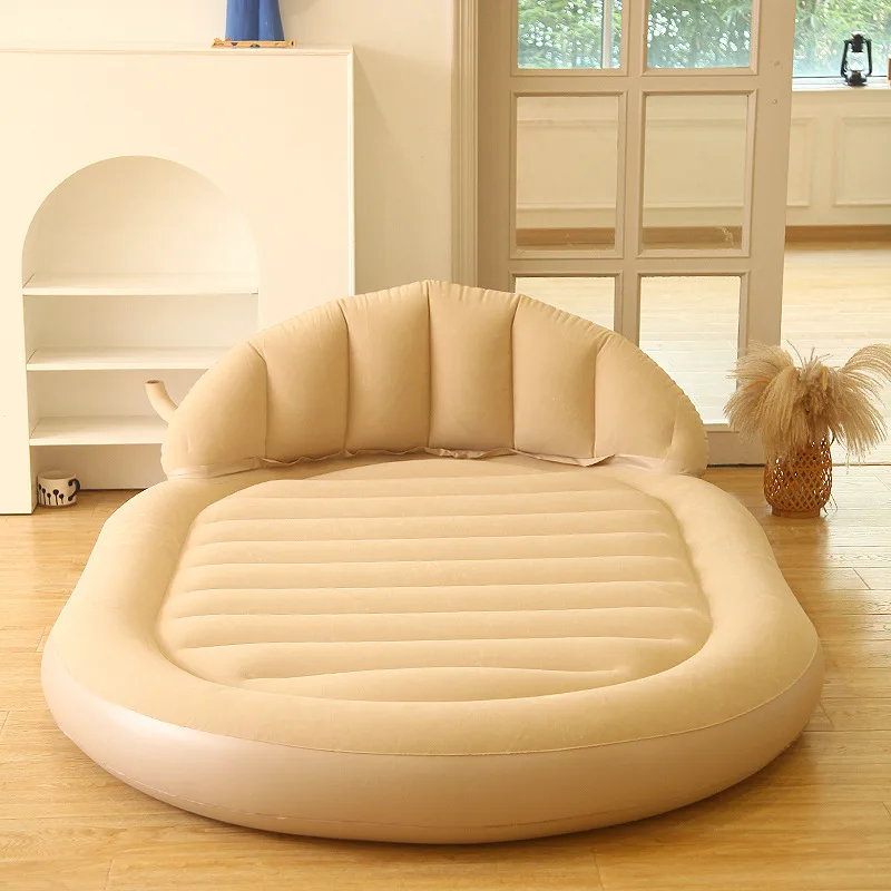 

Portable Double Backrest Foldable Inflatable Mattress Bed Thickened PVC for Indoor Outdoor Camping Convenient Living Room