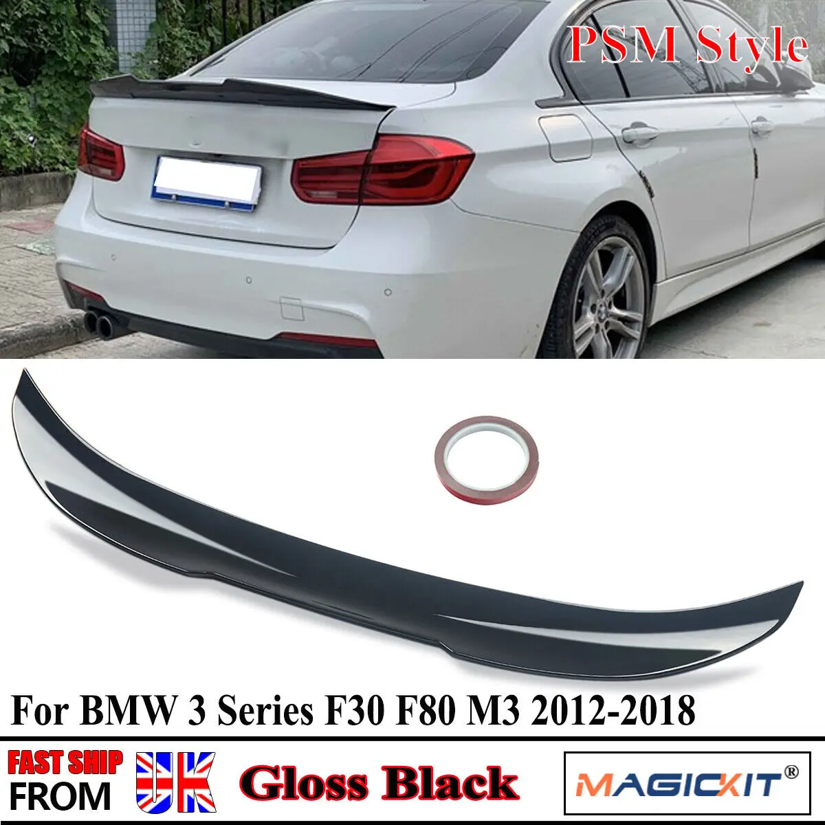

FOR BMW 3 SERIES F30 REAR Spoiler LIP F80 318i 340i 316d 330d M3 2012-2018 PSM STYLE PERFORMANCE TRUNK BOOT SPOILER GLOSS BLACK