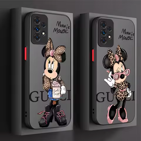 Mickey Minnie Leopard Print PC Case For Samsung Galaxy A53 A16 A54 A34 A24 A06 A05 A05S A13 A23 A33 A73 A72 A52S A52 A32 A22 A12