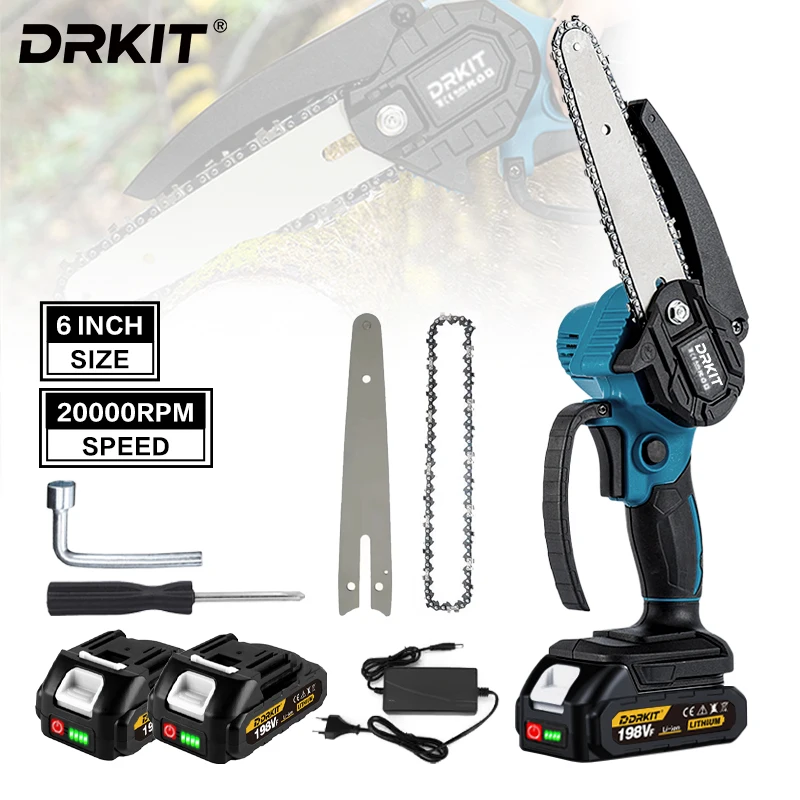 

DRKIT 6 Inch Brushless Electric Chain Saw Cordless Woodworking Cutting Tool Cutting Power Tool For Makita 18V Battery