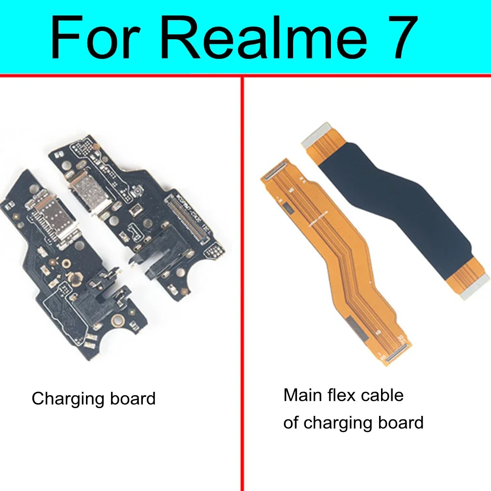 สำหรับ Realme 7 RMX2155ชาร์จ USB ช่องเสียบพอร์ตท่าเรือหลักไมค์ไมโครโฟนเสียงแจ็คบอร์ดเฟล็กซ์สายเคเบิล