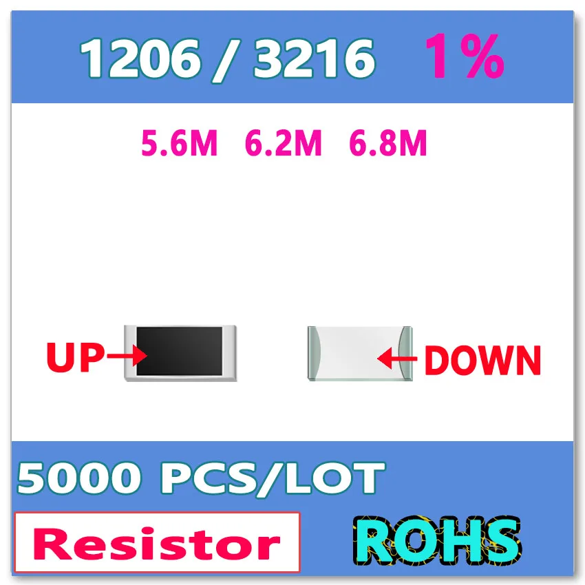 JASNPROSMA JASNPROSMA OHM 1206 F 1% 5000pcs 5,6M 6,2M 6,8M smd 3216 Resistor