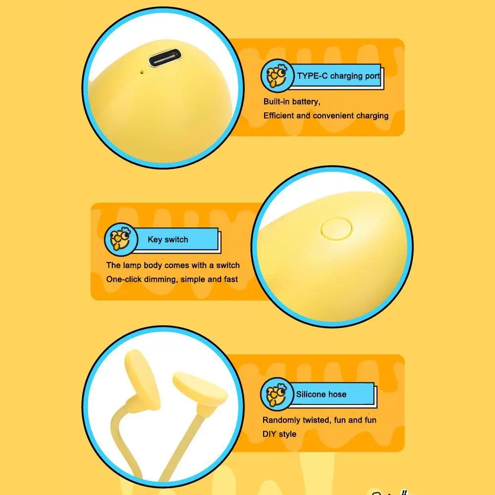 

Funny Mini Chicken Night Light Table Lamp 3 Modes Adjustable Portable USB Rechargeable Reading Light Desktop Decor Ornament