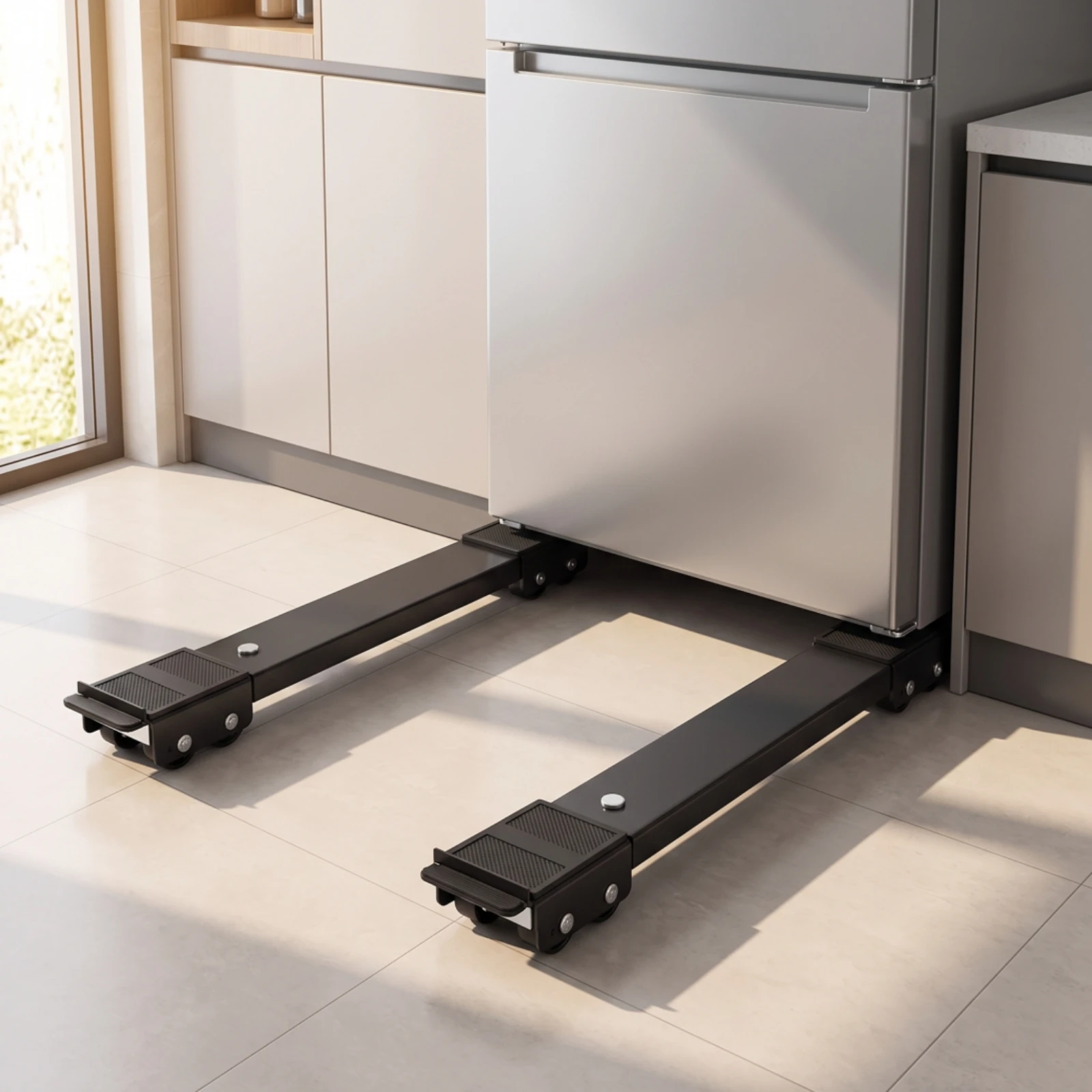 2 Pieces Appliance Moving Base Adjustable Refrigerator Roller Base Washing Machine Stand with Wheels Heavy Duty for Homeowners