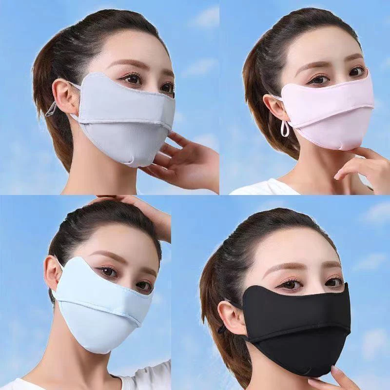 

1PC New Ice Silk Face Mask Uv Sun Protection Summer Adjustable Breathable Men Women Outdoor Running Cycling Sports Mask