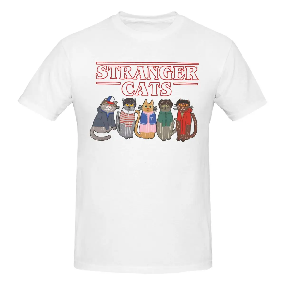 Stranger Cats Funny T Shirts Graphic Y2K Idea Tees Men Women T Shirts Clothes
