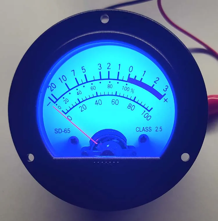 Round Black Analog Meter Head Retro Dial VU Meter Level Meter Voltmeter SO65 Yellow Backlight