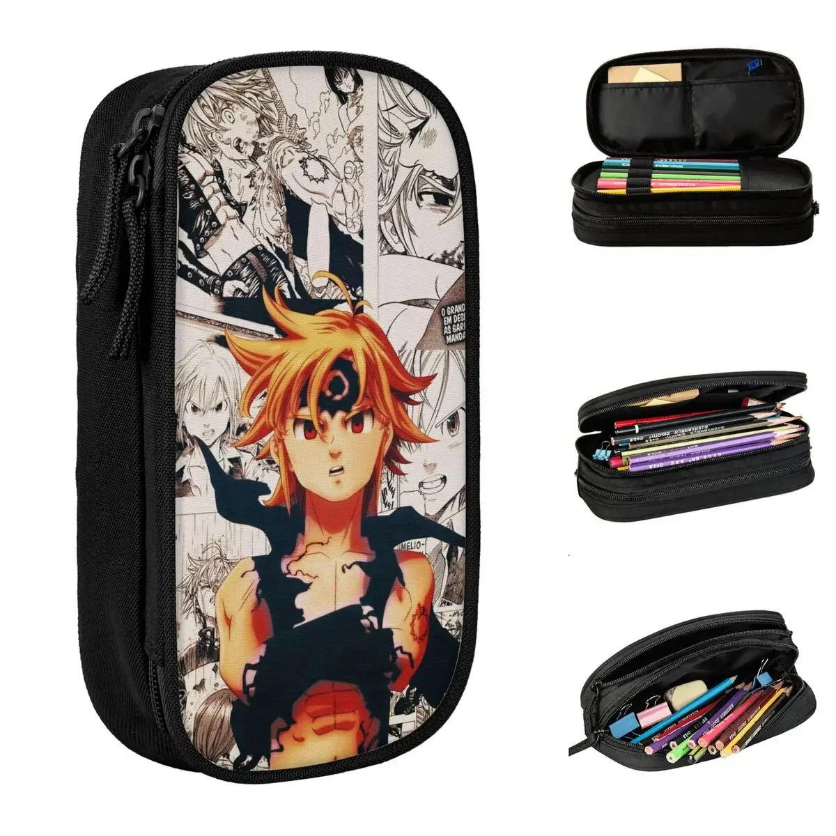 Nanatsu No Taizai Anime Pencil Cases New The Seven Deadly Sins Meliodas Pen Bags Kids Large Storage Office Gift Pencil Box