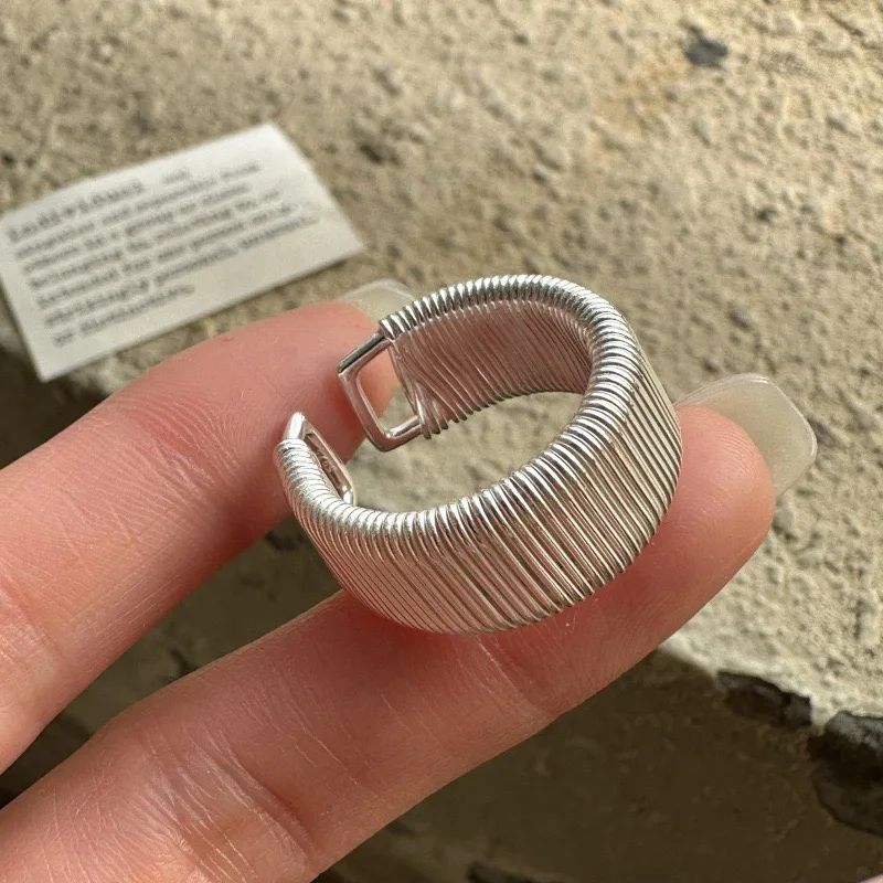 

2025 popular brand S925 handmade lines simple and fashionable open ring high-end Korean style personalized exquisite gift