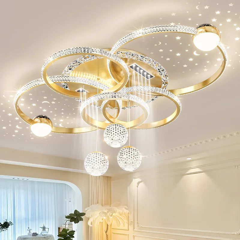 2024 Latest Platinum Black Stereoscopic Circular Living Room LED Pendant for Kitchen Dining Room Luxury Lighting