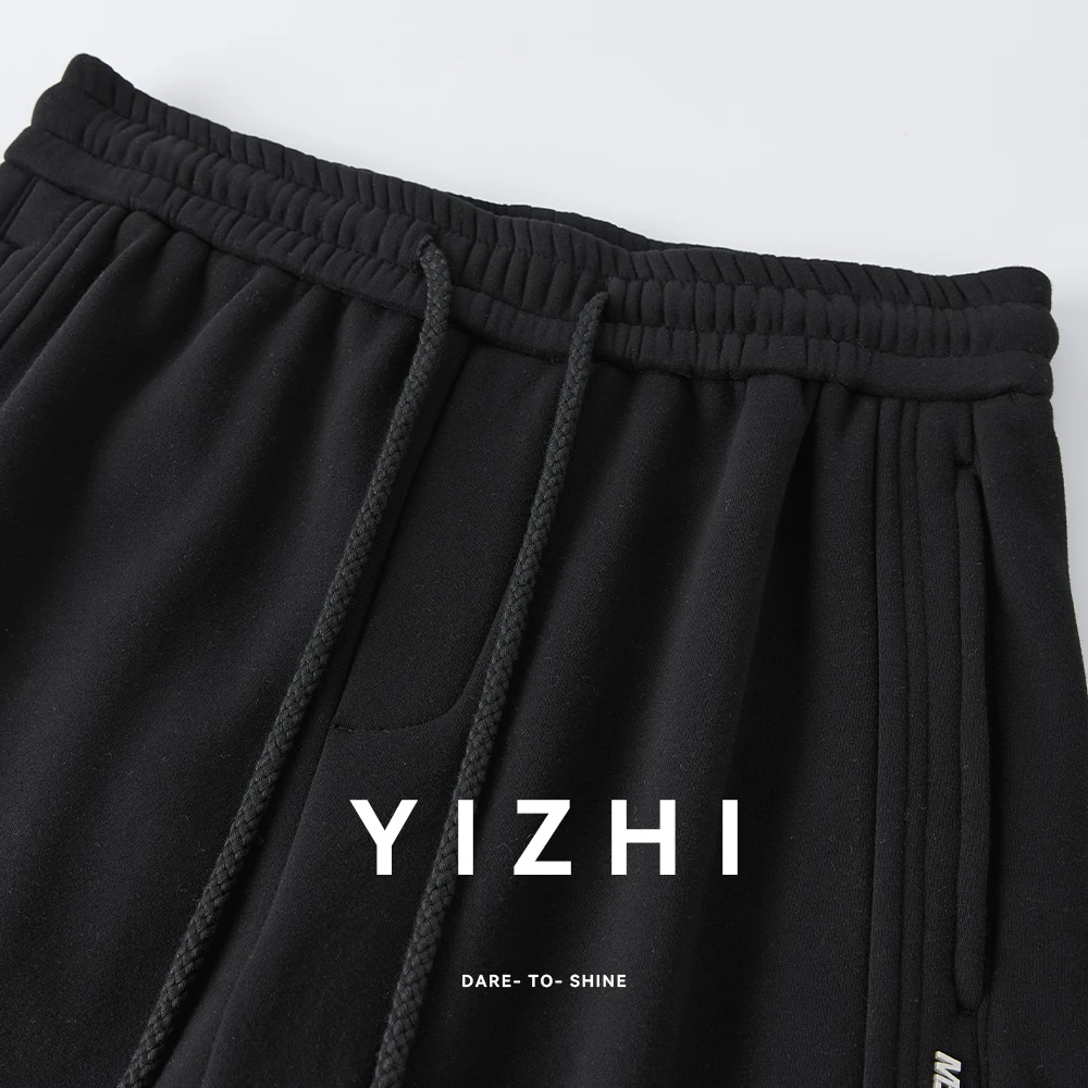 Men's American Scimitar Plus Velvet Thickened Casual Pants 2025 Winter New 410 Heavyweight Loose Solid Color Sports Sweatpants