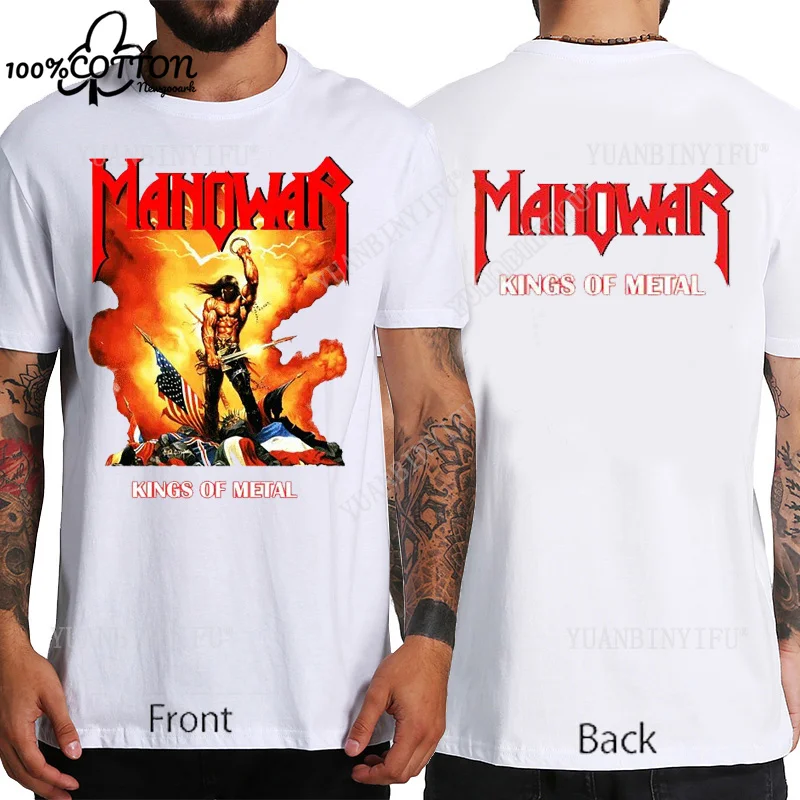 New Listing Manowar BATTLE HYMNS print T Shirts Men Shirt Cotton Short-sleeved O-neck Loose Comfortable Fashion Streetwear